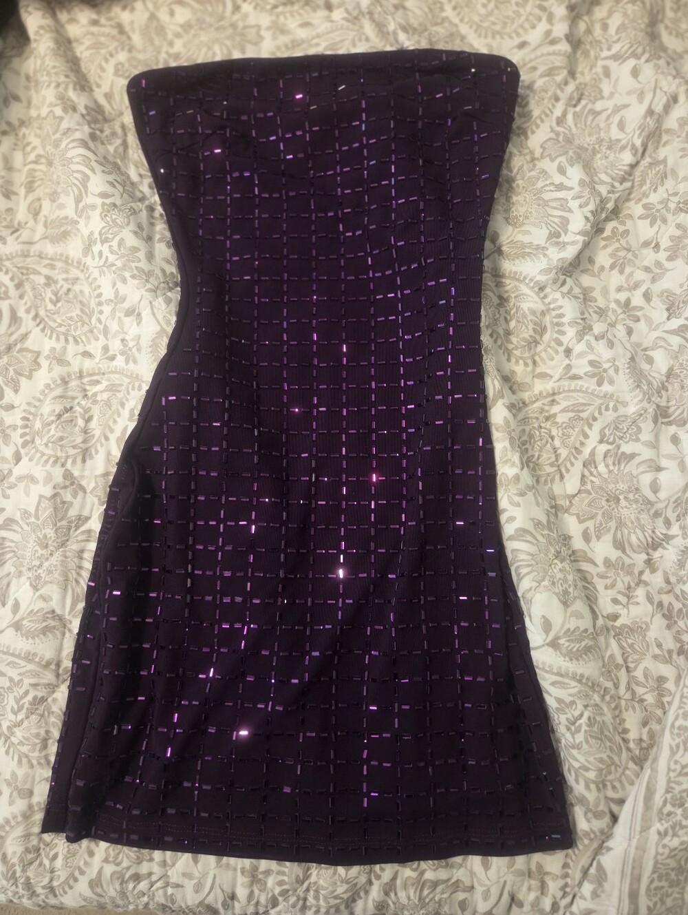 Strapless Purple Windsor Mini Dress